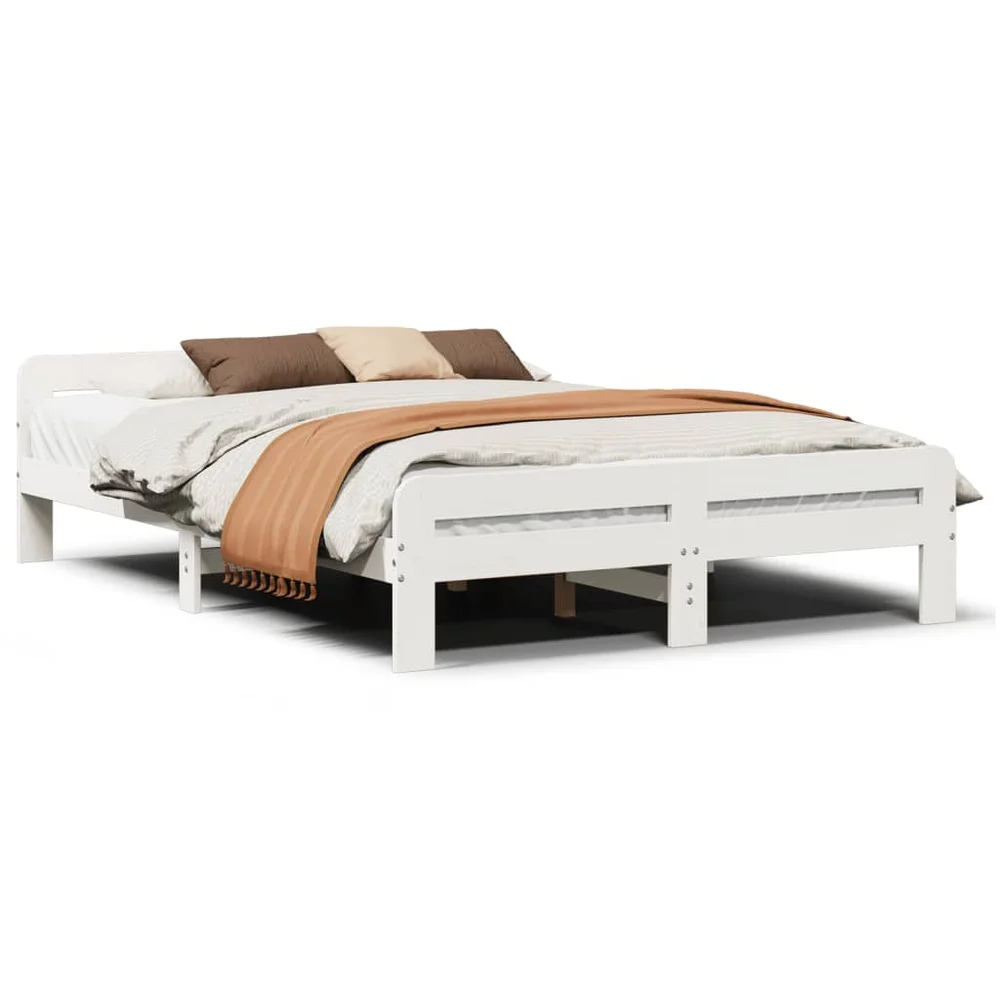 vidaXL Sengeramme uten madrass hvit 150x200 cm heltre furu v:1101853
