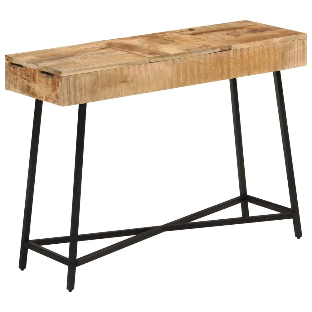 vidaXL Sminkebord 105x35x75 cm grovt heltre mangotre og jern v:1514609 vidaXL Sminkebord 105x35x75 cm grovt heltre mangotre og jern v:1514609