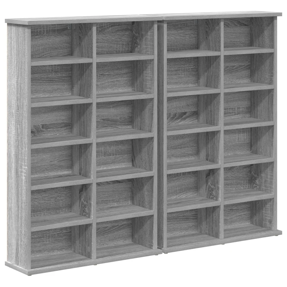 vidaXL CD skap 2 stk. Grå Sonoma 60 x 17 x 92 cm Konstruert tre v:9683470 vidaXL CD skap 2 stk. Grå Sonoma 60 x 17 x 92 cm Konstruert tre v:9683470