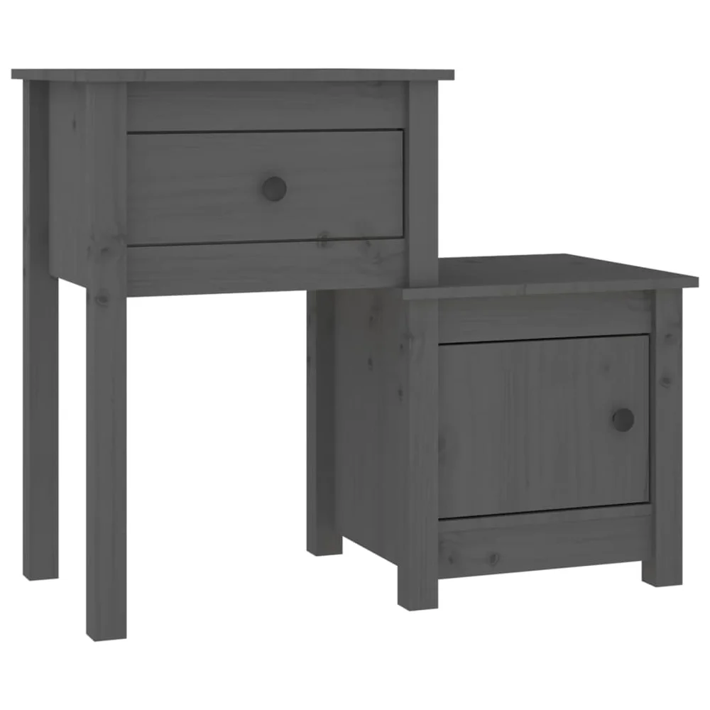 vidaXL Nattbord grå 79,5x38x65,5 heltre furu v:6397259