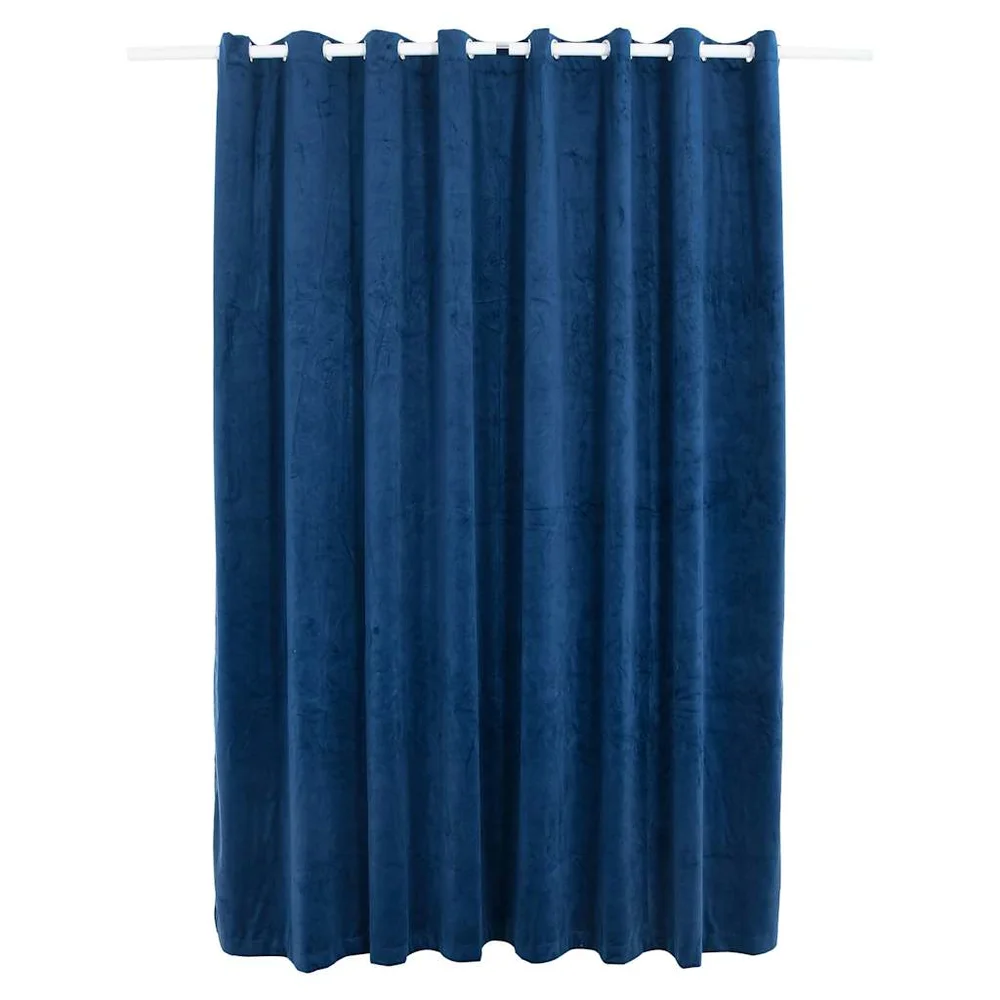 vidaXL Lystett gardin med metallringer fløyel mørkeblå 290x245 cm v:5028615