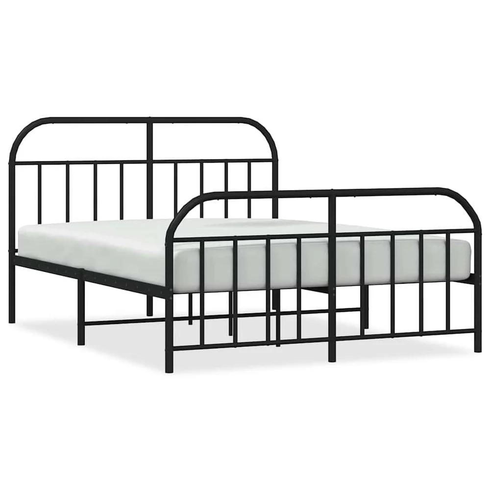 vidaXL Sengeramme i metall med hode- og fotgavl svart 135x190 cm v:3071953
