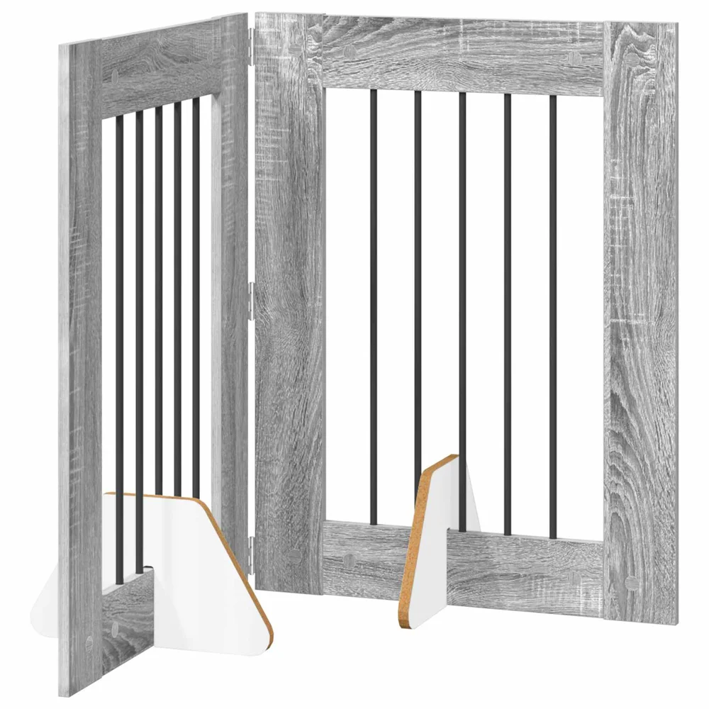 vidaXL Foldbar hundegitter med stativer 2 stk. Grå Sonoma 120,5 cm v:4307940 vidaXL Foldbar hundegitter med stativer 2 stk. Grå Sonoma 120,5 cm v:4307940