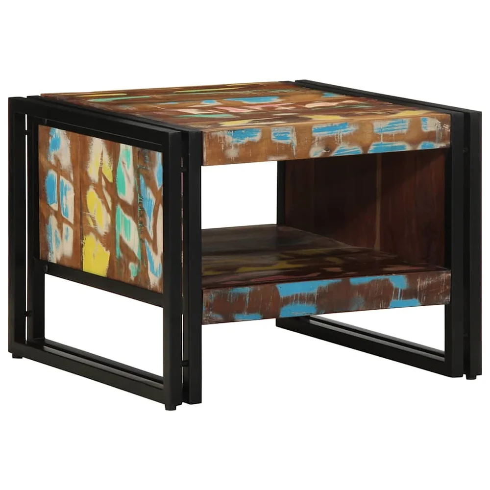 vidaXL Salongbord flerfarget 50x50x38 cm gjenvunnet heltre v:7759651