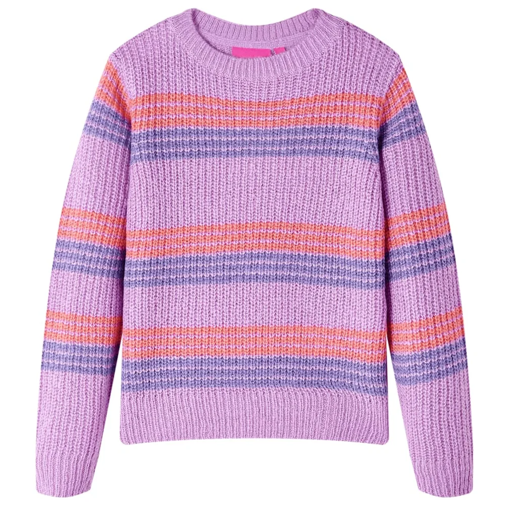 vidaXL Barnegenser stripet strikket lilla og rosa 140 v:1728389