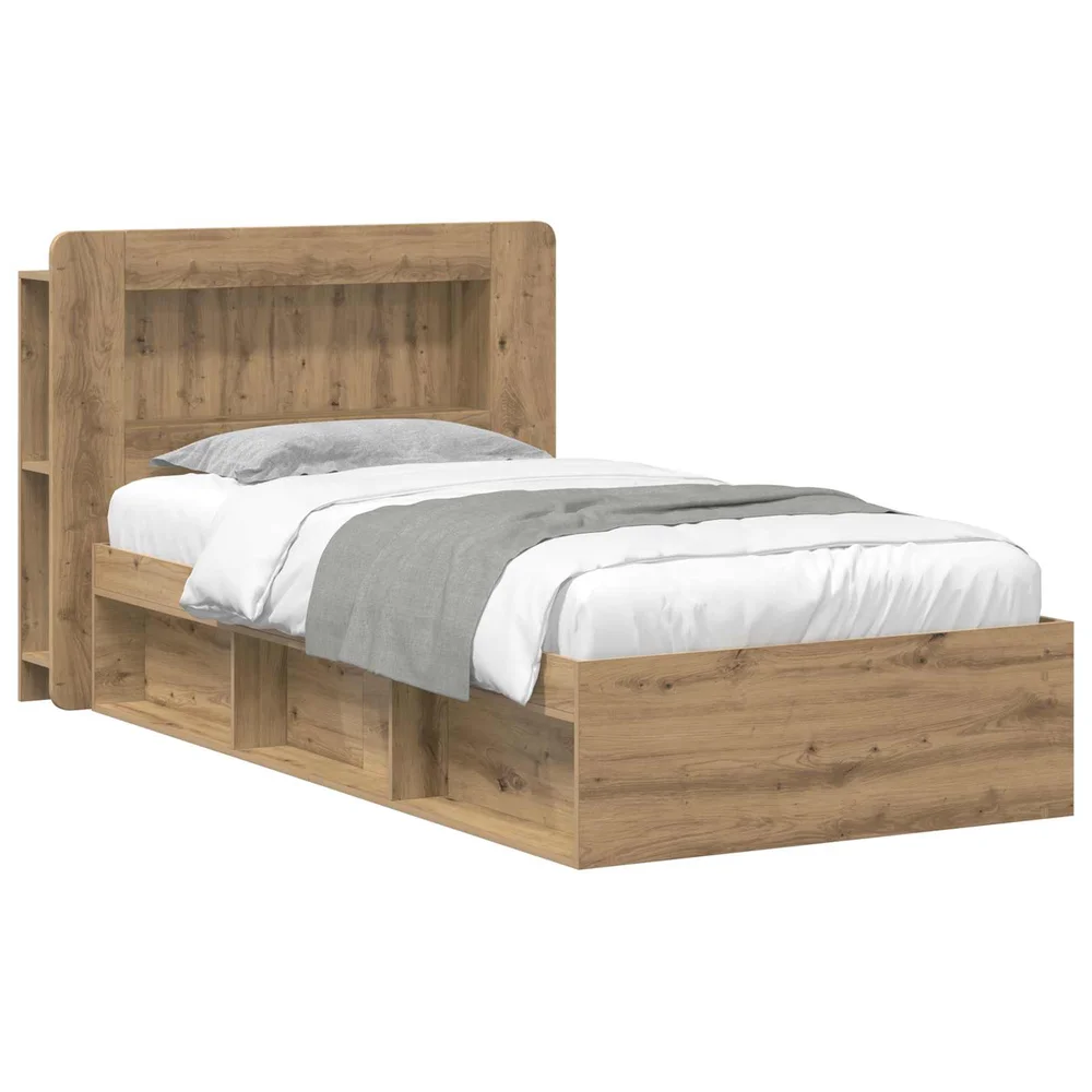 vidaXL Sengeramme med oppbevaring Artisan eik 90 x 200 cm v:3260749
