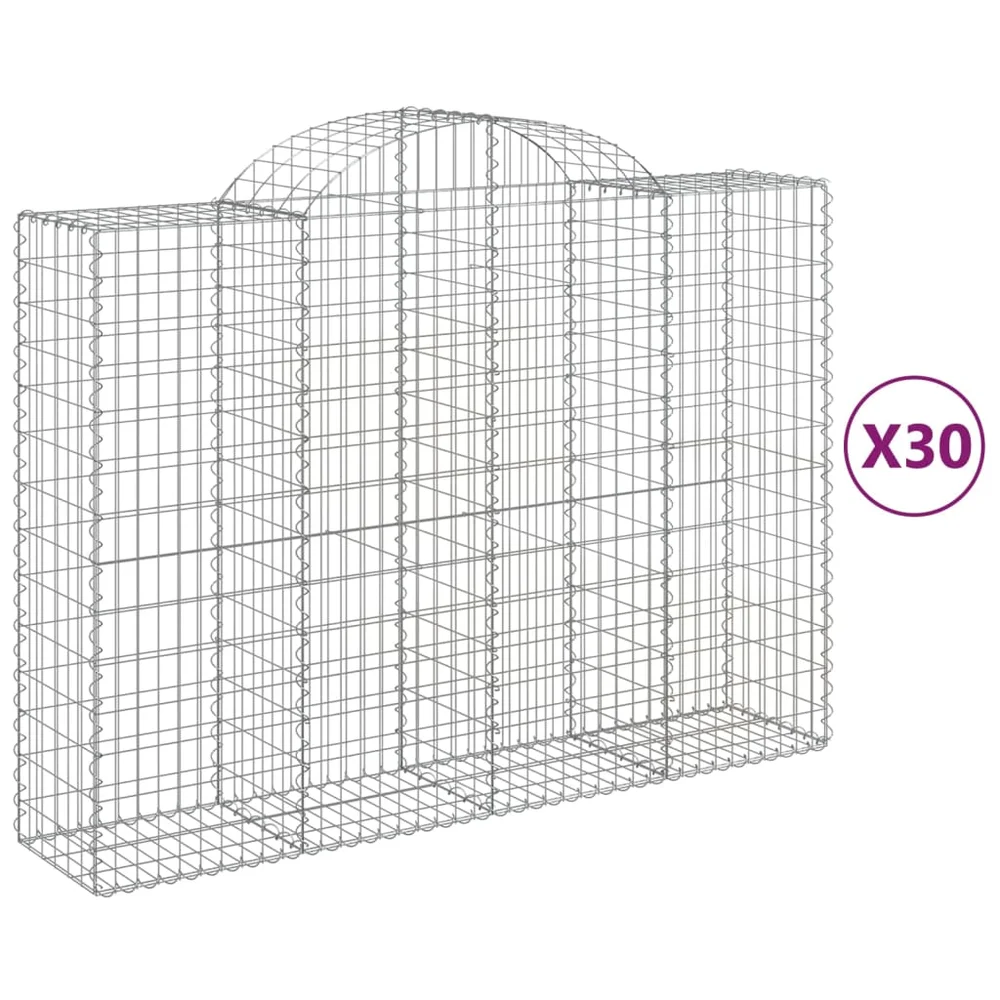vidaXL Gabionkurver buede 30 stk 200x50x140/160 cm galvanisert jern v:1042413