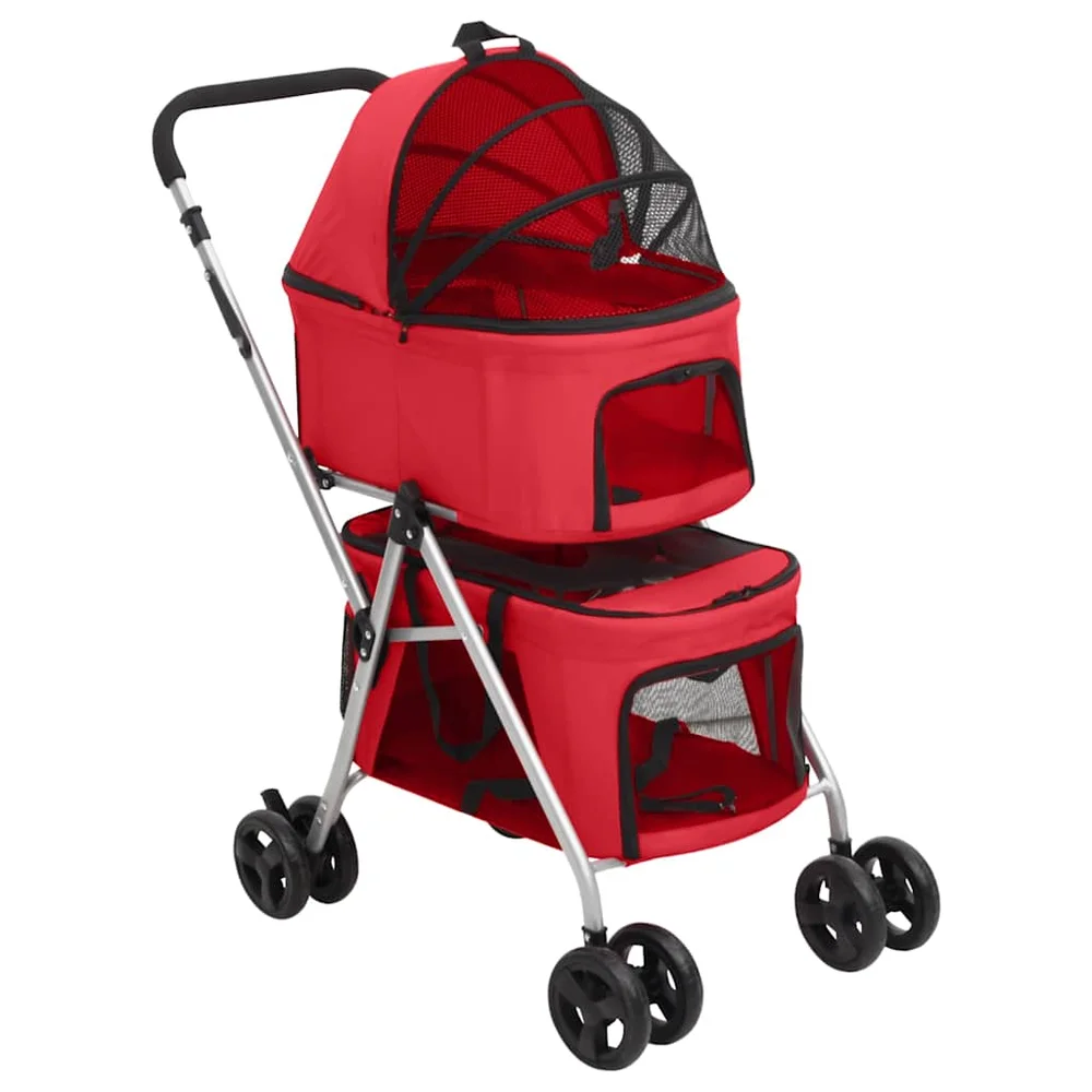 vidaXL Hundevogn 2-lags sammenleggbar rød 83x48x97 cm oxfordstoff v:826918 vidaXL Hundevogn 2-lags sammenleggbar rød 83x48x97 cm oxfordstoff v:826918