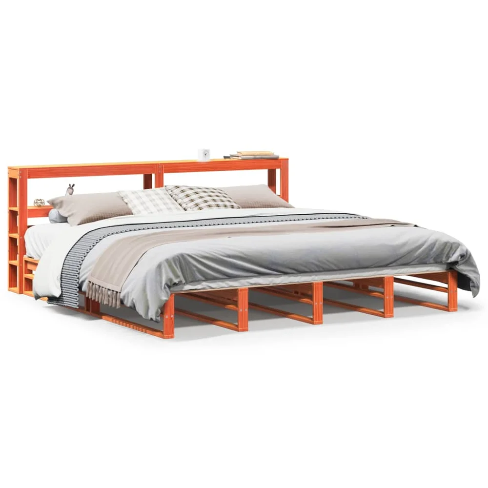 vidaXL Sengeramme uten madrass voksbrun 200x200 cm heltre furu v:8772269