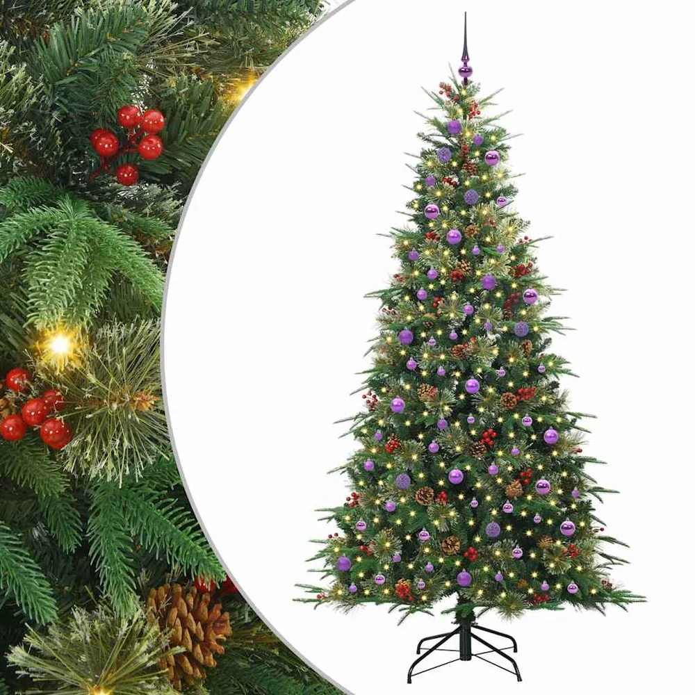 vidaXL Kunstig sammensatt juletre med 300 LED grønn 240 cm PE og PVC v:9538466