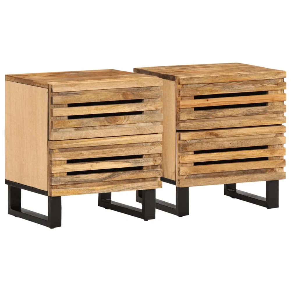 vidaXL Nattbord 2 stk 40x34x46 cm grovt heltre mangotre v:8363129 vidaXL Nattbord 2 stk 40x34x46 cm grovt heltre mangotre v:8363129