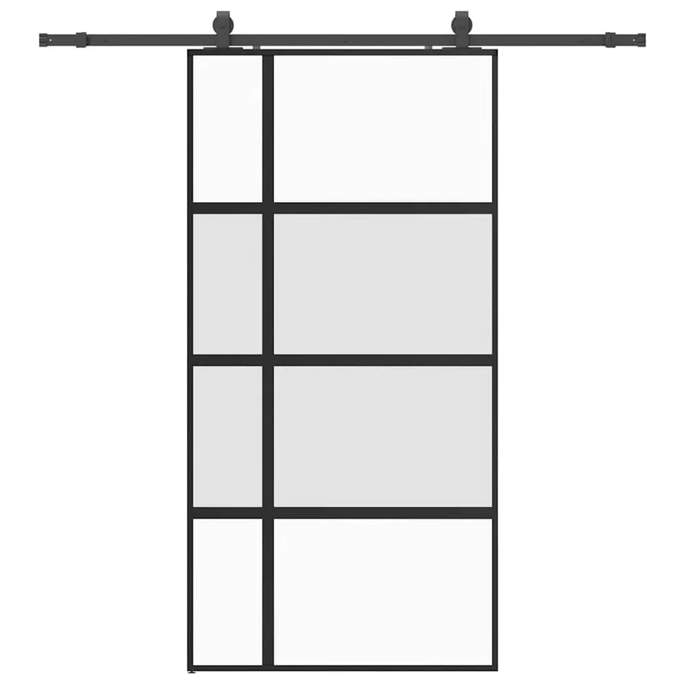 vidaXL Skyvedør med monteringssett svart 102,5x205 cm herdet glass v:6612010