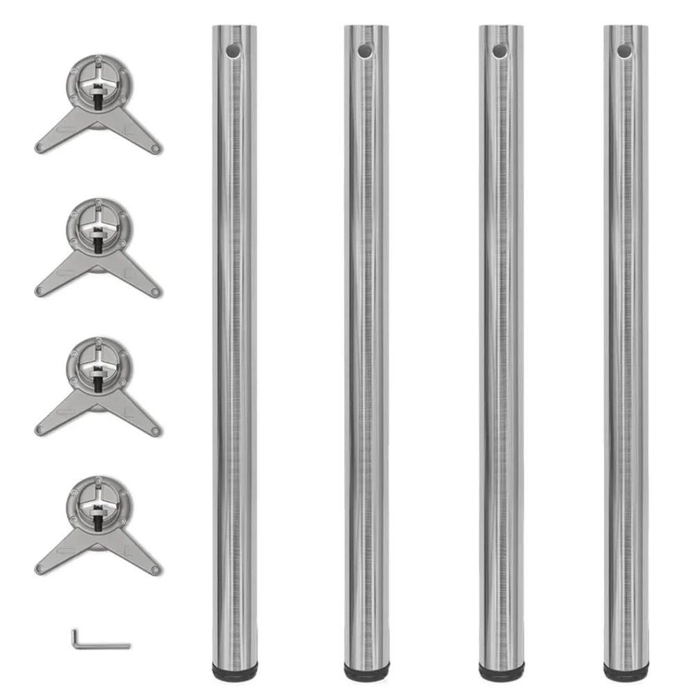 vidaXL 4 justerbare Bordben børstet nikkel 870 mm v:9327914 vidaXL 4 justerbare Bordben børstet nikkel 870 mm v:9327914