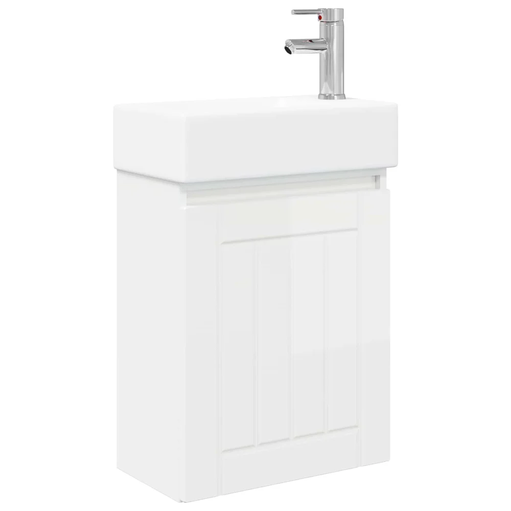 vidaXL Badeværelses enhet med kran Høgglans hvit 45,5 x 25,5 x 84 cm v:6012549